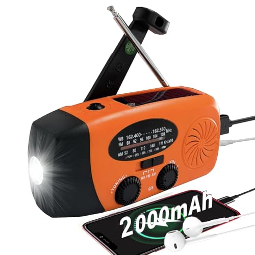 Radio météo 2000 mAh autonome avec autonomie prolongée et lampe de poche