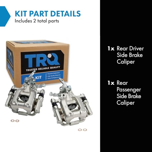 Image of TRQ Rear Brake Caliper Set Zinc Coated Brackets Hardware Compatible with 2010-2013 Audi A3 A3 Quattro 2012-2016 Volkswagen Beetle Eos Golf GTI Jetta Passat