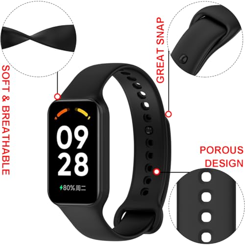 BABEJIA 6 Pack Bracelets Compatibles avec Xiaomi Smart Band 8 Active & Redmi Band 2, Bracelets Souples et Sportifs, Respirants, Ajustables, à Déclenchement Rapide – Image 6