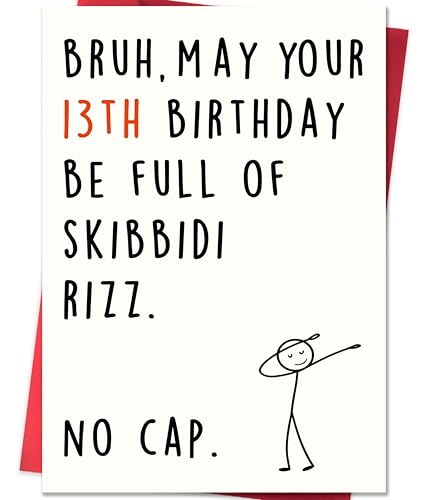 Smithtuy Funny 13th Birthday Card for Boys Girls,13 Year Old Birthday Gifts & Decorations for...