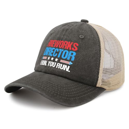 Image of Fireworks Director I Run You Run Golf hat Trucker Cap Marine Blue Mens Hats and caps Gifts for Mom Cool Cap