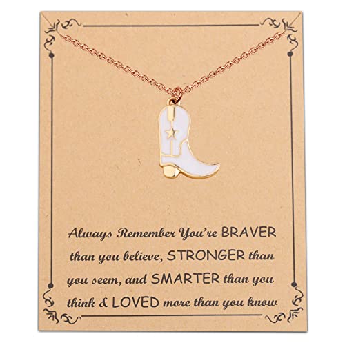 FUSTMW Cowgirl Boot Necklace Horse Lovers Equestrian Gifts for Horse Rider Owners Cowgirl Jewelry for Women