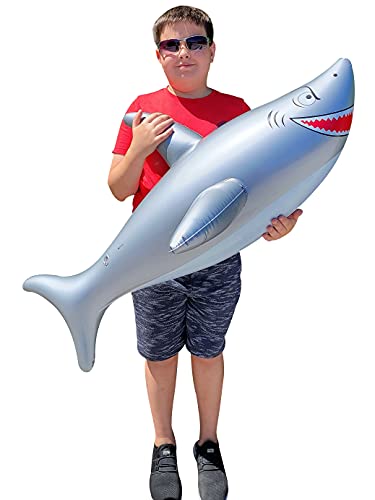 Huge 40" Inflatable Realistic Great White Sharks (Pack) Vinyl. Nice Pool And Beach Inflate Toy. Party Tabletop, Centerpiece Sea And Marine Theme Decor. Sea Creature Decoration. (One Shark) #TOP30