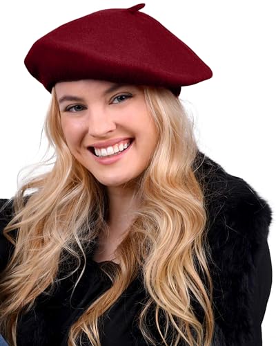 Image of Parquet Solid Color French Beret Hat. Classic French, Casual and Chic Lightweight Cap for Women