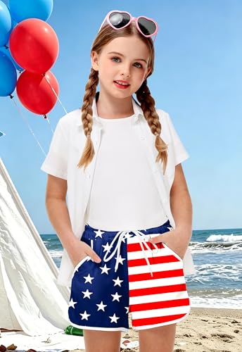 Image of Deerose Kids Hawaiian Swim Board Shorts Quick Dry Active Swim Trunk 5-14 Years
