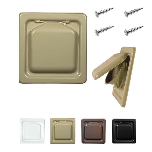 Image of NO-PEST VENT Dual Door Dryer Vent Cover 4 Inch Outdoor, Made in USA, Highest UV-Resistant Plastic, No Lint-Collecting Screen (Tan, 4 inch Metal Vent No Collar)