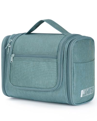 WANDF Groß Waschtasche Kulturtasche zum Aufhängen für Damen Kulturbeutel Herren Gross Waschbeutel für Camping Reisen für Kinder Frauen Mann (Grün)