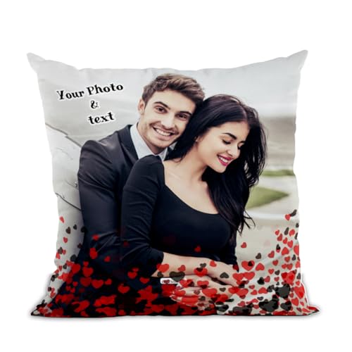 GiftsOnn Personalized Photo Pillow/Cushion - (12x12, White) for Rakhi, Brother, Sister, Bhaiya Bhabhi, Birthday, Valentine’s Day, Anniversary