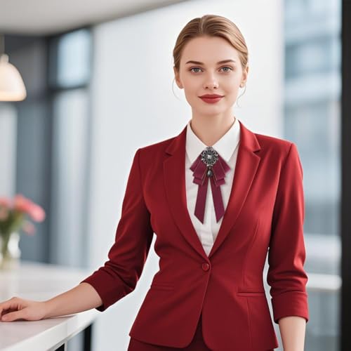Image of Rhinestone Retro British Style Pre-tied Adjustable Fabric Ribbon Bow Tie for Women Men Uniform Necktie Bownot