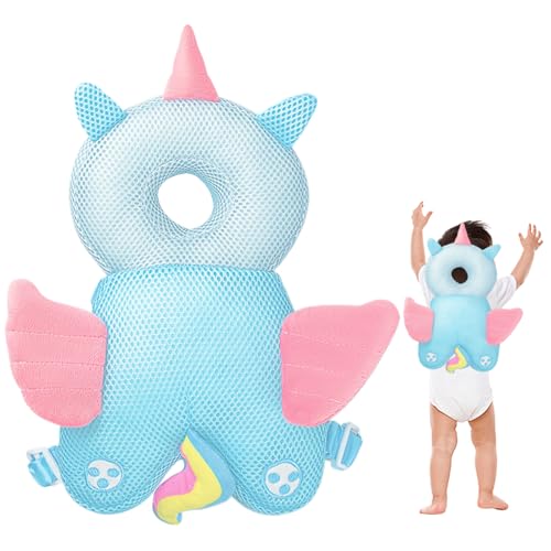 Mochila protector de cabeza de bebé linda mochila de protección de la cabeza rellena transpirable con correa de pecho protector de absorción de amortiguadores ajustables para caminar para bebés, ánge