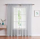 LINENZONE Pair of 2 Rod Pocket Long Window Treatments. Great Farmhouse Style Sheer Curtains for Livi