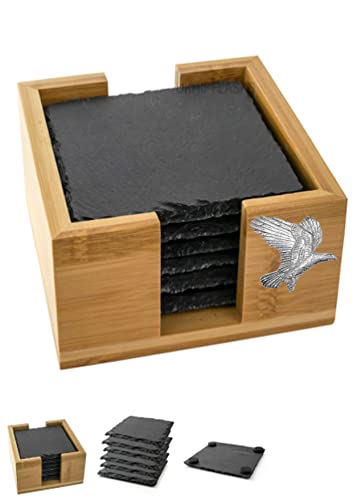 Dessous de verre carrés ardoise avec support dessous de verre bambou