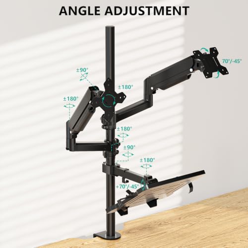Image of WALI Dual Monitor and Laptop Stand for 17 inch Notebook and 32 inch Screens