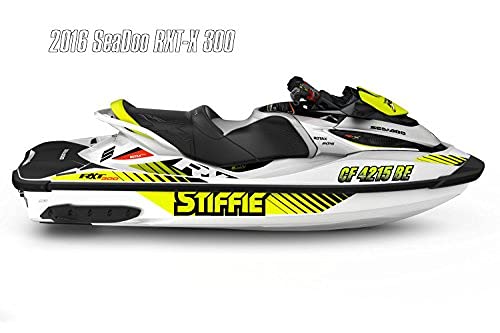 Image of STIFFIE Techtron Day Glow Yellow /Black 3 inch Boat & PWC Registration Decals • Numbers Letters Stickers
