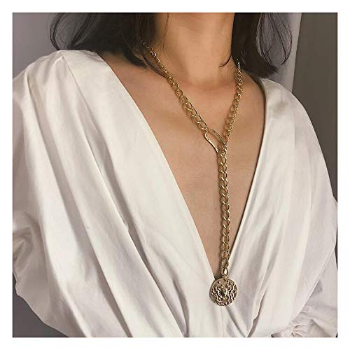 Preisvergleich Produktbild Anglacesmade Bohemia Gold Silber Choker Halskette Münzkette Münze Scheibe Charm Anhänger Halskette Delicate Y Kette Verstellbare Kette für Damen und Mädchen
