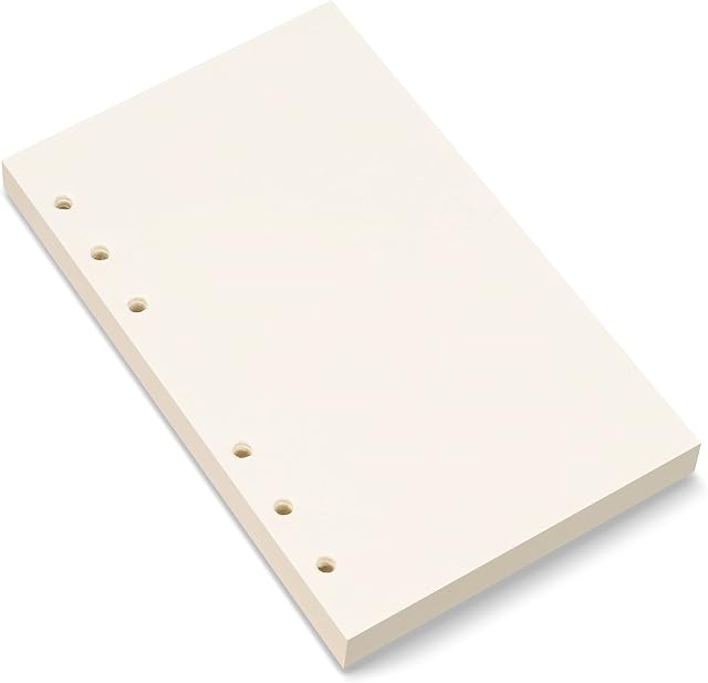A6 Filler Paper, 6-Hole Punched for 6-Ring Binders, Blank Loose Leaf Paper,10.5 x 16.9cm Inserts Paper, 80 Sheets/160 Blank Pages, Beige