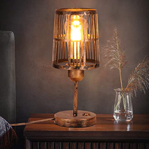 AIRTWESD E27 Lámpara de mesa Jaula de metal