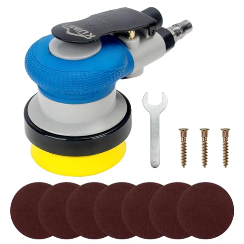 KUIMIT Lijadora orbital aleatoria de aire de 75 mm, lijadora excéntrica de doble acción, lijadora neumática de palma para pulidores de madera, metal y trabajos de carrocería