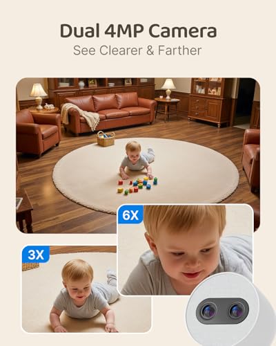 Image of Simsky 7 inch Baby Monitor with Camera and Audio, 4MP UHD Video, WiFi & Non-WiFi Monitoring, Pan Tilt Camera, 6X Zoom, App Remote Access, AI Cry Detection, 2-Way Talk, 5200mAh Battery