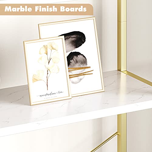 GAOMON Bookshelf Tall Arched Bookcase Modern Display Racks Standing Bookshelves Metal Frame 5 Tier Storage Rack Shelf Gold Book Shelf for Bedroom, Living Room, Home Office