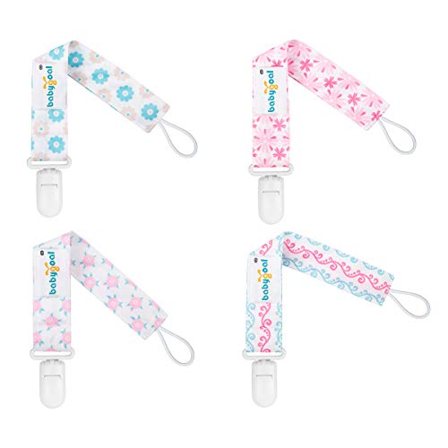Image of Babygoal Floral Pacifier Clips, 4 Pack Binky Paci Holder and Leash for Boys and Girls Fits for Most Pacifier, Binkie Styles & Baby Teethers & Toys and Gift 4PS08-B