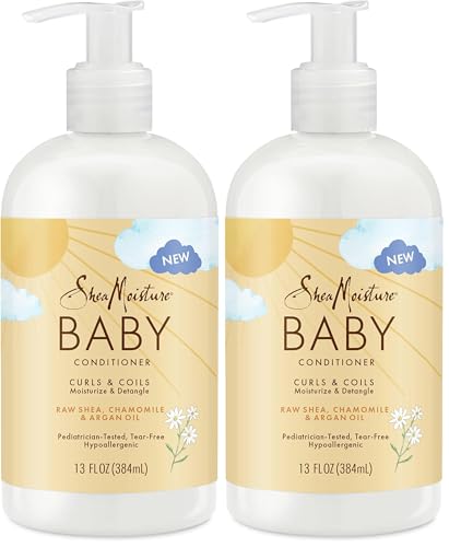 Image of SheaMoisture Baby Conditioner for Curly Hair Raw Shea,Chamomile and Argan Oil Moisturizes and Helps Detangle Delicate Curls-and Coils 13 oz,(Pack of 2)