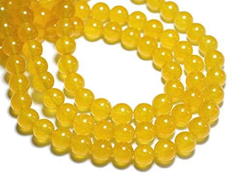 Beads Jade balls 8mm yellow LKBEADS pour confectionner un bracelet en pierre naturelle