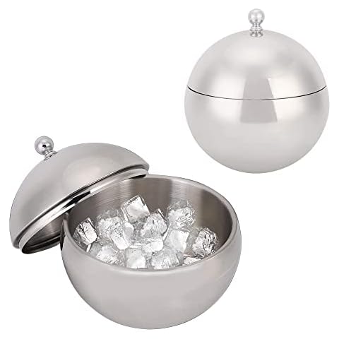 Luvitory Ice Bucket with Lid Double Insulation Stainless Steel Ice Box Container Storage Box Household Kitchen Barrel Restaurant Bar Tableware Accessories Cover
