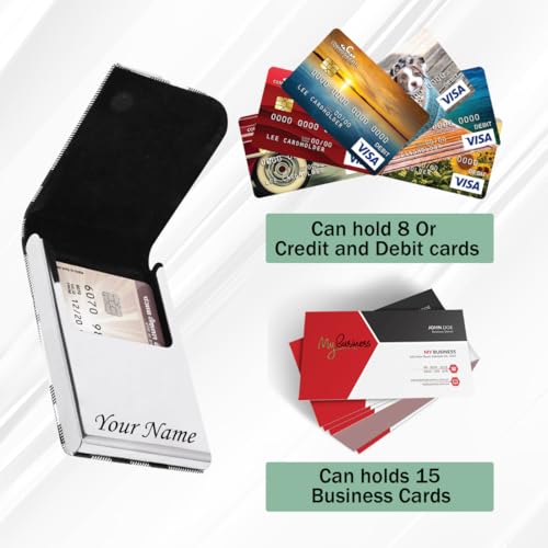 Image of FELSTAR Customized /Personalized Card Holder with Name Engraved, Leather Professional Business Visiting Card Holder /Credit Card Holders Men, Women Day Gift, Corporate Gift for Employees (BB)