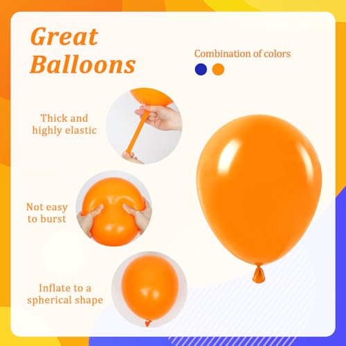 Image of 60pcs Royal Blue and Orange Balloons, Orange and Blue Balloons for Graduation Birthday Party Decorations