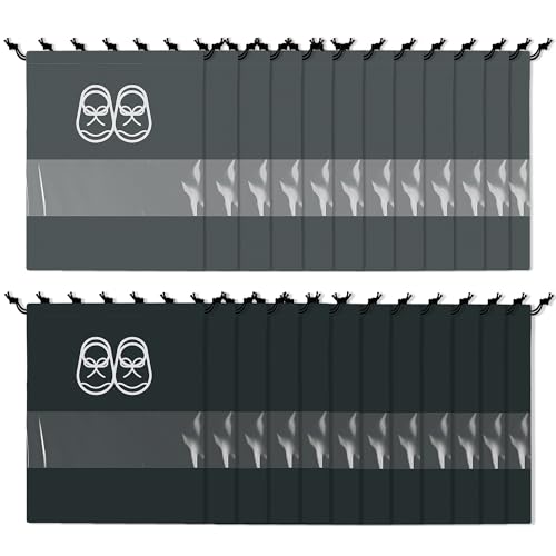 Image of Heart Home Pack of 24 Travel Shoe Organizer | Storage Bags | Travel Carrying Bag | Storage Organizers Set | Shoe Cover with Transparent Window | Shoe Dori Cover | Black & Gray