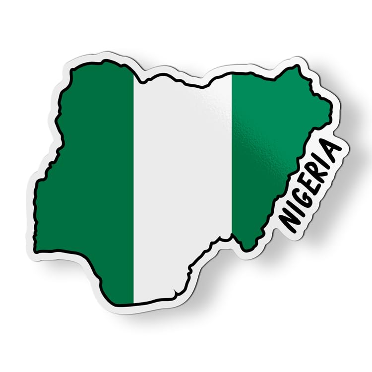 Imán de Mapa de Nigeria con Bandera para Refrigerador 4"