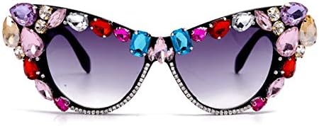 willochra Oversized Diamond Sunglasses Women Rhinestone Cat Eye Sunglasses Vintage Men bling party sunglasses Eyewear (C1)