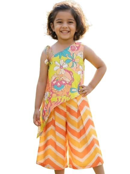 Image of Ethnic kurta for girls | Kids Salwar Suit Set | Girl's Printed top Sharara Dress Set for kids girls