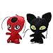 ViperIMR Juguetes De Peluche De Mariquita Roja Y Gato De Dibujos Animados Negro, Juego De 2 Piezas De Muñecos De Peluche Suaves Y Bonitos, Regalo De Peluche Kawaii para Niños, Niñas Y Niños