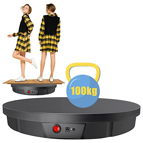 FONOBO Motorized Display Turntable, 21In/52Cm -Load 100Kg, 360° Rotating Display Stand, Adjustable Rotating Speed, for All Heavy Products,Black