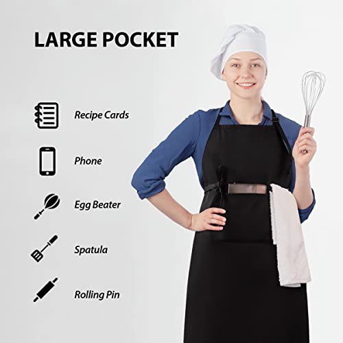 Rotanet Extra Large Aprons For Men Adjustable Bib Aprons With Pocket Cooking Kitchen Bbq Grilling Big Apron For Women Chef Water & Oil Resistant Black #TOP4