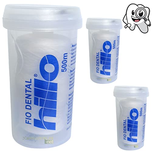 Fio Dental Hillo 1500 Metros Odontológico Kit 3 Rolos Dentes Mais Limpos