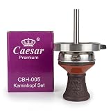 Caesar Premium Shisha Steinkopf Set mit Kaminaufsatz & Sieb – 4-teiliges Komplettset für optimalen Durchzug & intensiven Geschmack (Naturstein-Kopf, Braun)