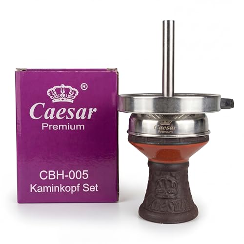 Caesar Premium Shisha Steinkopf Set mit Kaminaufsatz & Sieb – 4-teiliges Komplettset für optimalen Durchzug & intensiven Geschmack