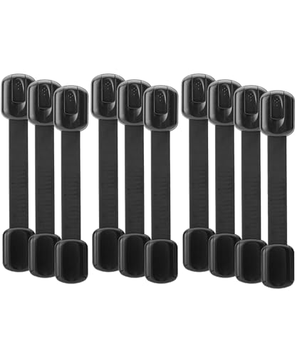 Image of Bates- Child Safety Strap Locks, 10 Pack, Black, Baby Cabinet Locks, Toilet Locks Baby Proof, Child Proof Drawer Locks, Cabinet Baby Locks for Cabinets, Child Proof Cabinet Locks, Drawer Child Locks