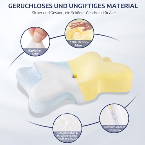 DONAMA Nackenkissen Kopfkissen Memory Foam Kissen,Schlafkissen für Seiten Rücken & Bauchschläfer