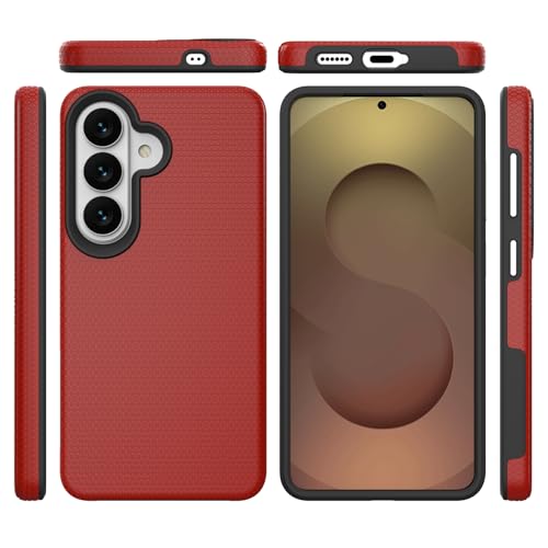 Image of NOXO Ultra-Hybrid Triangle Back Case Cover for Samsung Galaxy S26 | Shockproof Design | Camera Protection | Soft TPU & Rugged PC | Bumper Cases and Covers (Scarlet Red)