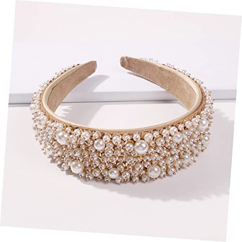 FOMIYES Tiara De Pérola Aro De Cabelo Barroco Bandana De Pérola Larga Tiaras De Brilho Para Mulheres