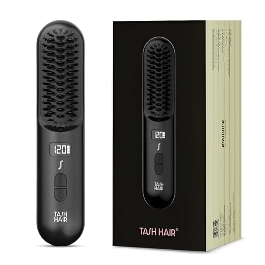 Tash Hair Glide - Cordless Hair Straightener Brush | Everyday Hair Styler for Men & Women with Negative Ion | Portable and Rechargeable with Multiple Temperature and Heat Settings | Natural Straight, Shiny and Frizz Free Hair | 60 min runtime with 1 Year Warranty - Noir