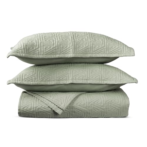 Image of MYTRIDENT Nectarsoft Italian Retreat King Size (228 cm x 274 cm) Bedcover Set, 100% Cotton, Seafoam
