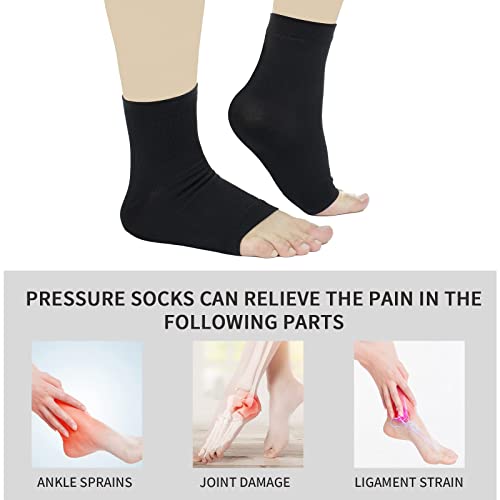 Amebae 3 Pairs Neuropathy Socks For Women And Men, Plantar Fasciitis Socks, Ankle Compression Sleeve For Ankle For Pain Relief, Plantar Fasciitis, Sprain, Neuropathy (S-M, Black(3 Pairs)) #TOP2