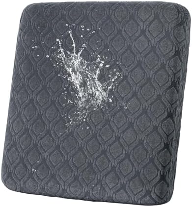 Waterproof Couch Cushion Covers, Jacquard Magic Sofa Cushion Covers Washable, Stretch Couch Seat Covers Furniture Protector for Pets with Elastic Bottom (3PC, Grey)