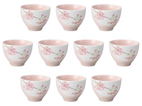 Set of 10 Painted Cherry Blossom Slim Sencha (7.8 x 5.9 cm) (150cc) | Sencha Setomonohonpo