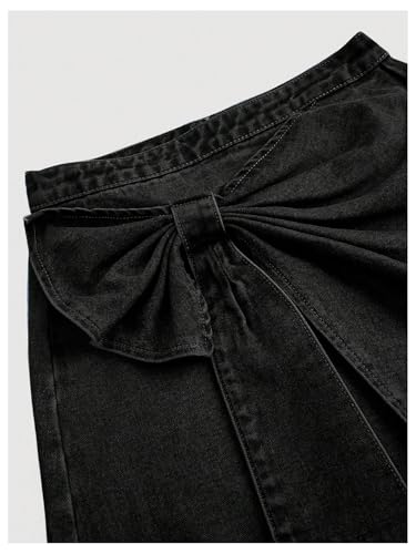 Floerns Women's Plus Size High Waist Denim Skirt Wrap Front Bow Bodycon Mini Skirt3